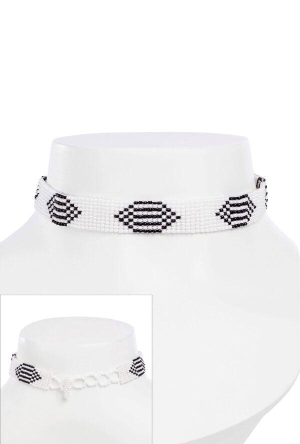 black and white Monochrome Hexagon Choker